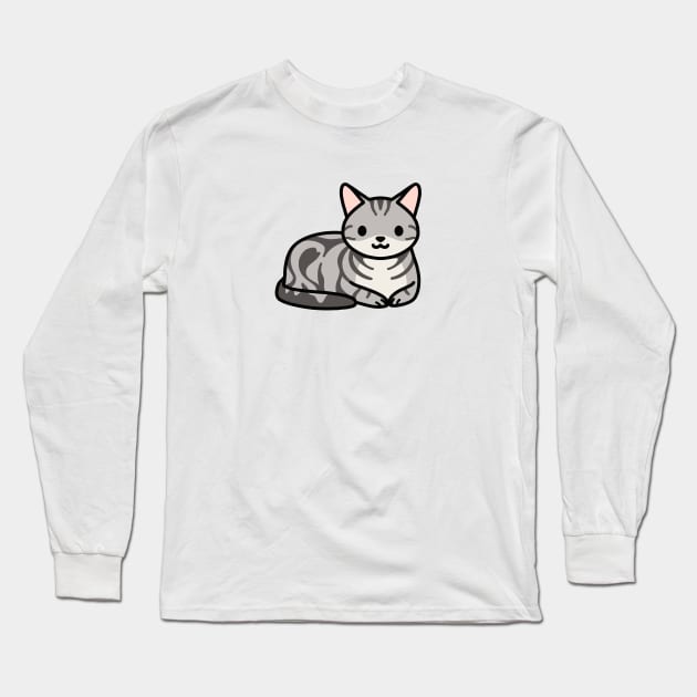 American Shorthair Cat Long Sleeve T-Shirt by littlemandyart